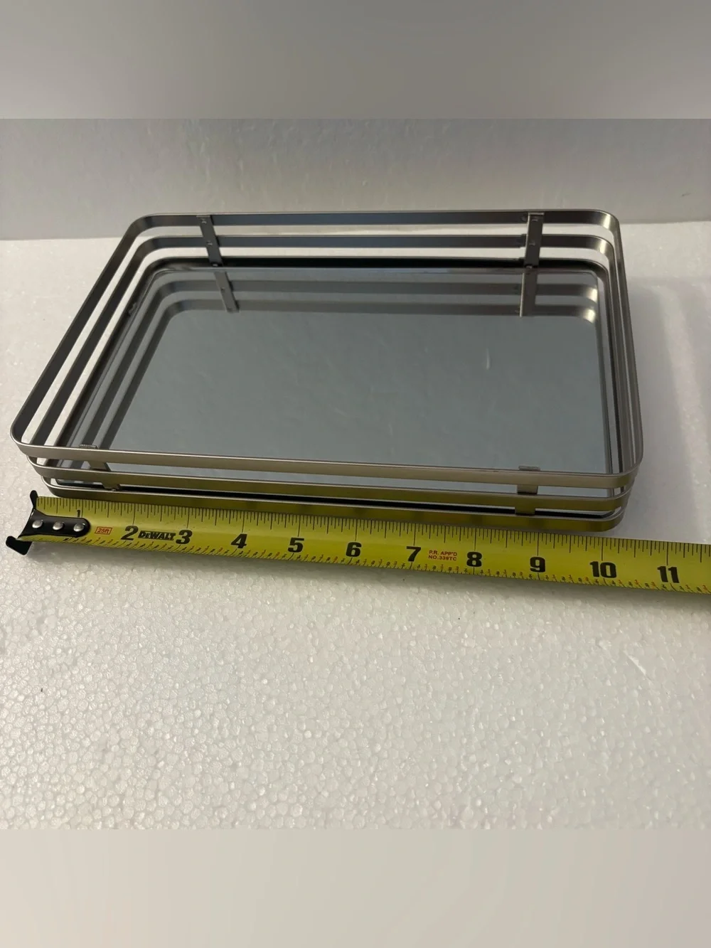 Modern Silver Mirrored Vanity Tray Contemporary Home Bath Organizer